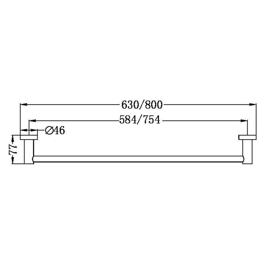 Mecca Single Towel Rail 800mm - Chrome