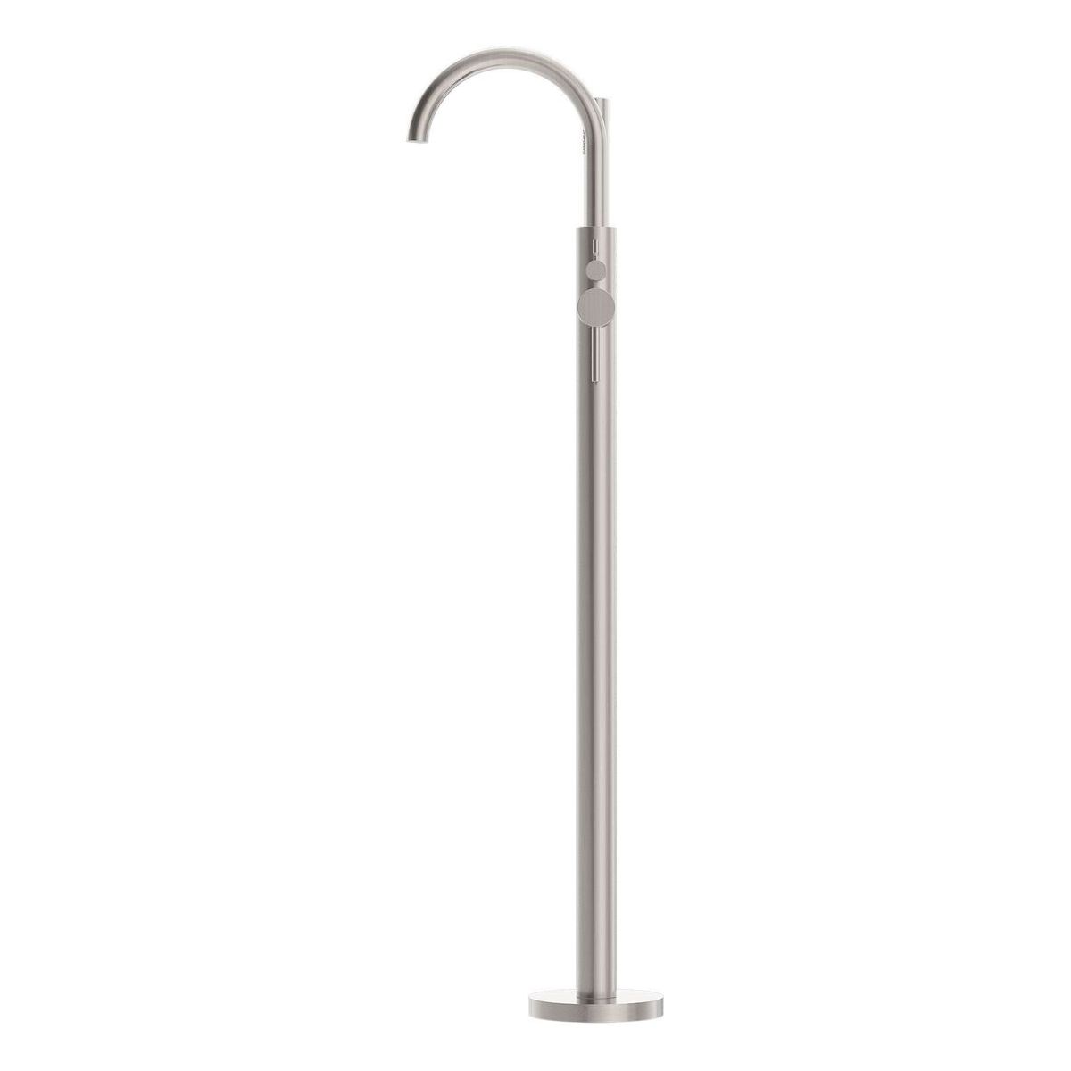 Mecca Round Freestanding Mixer With Hand Shower in Brushed Nickel