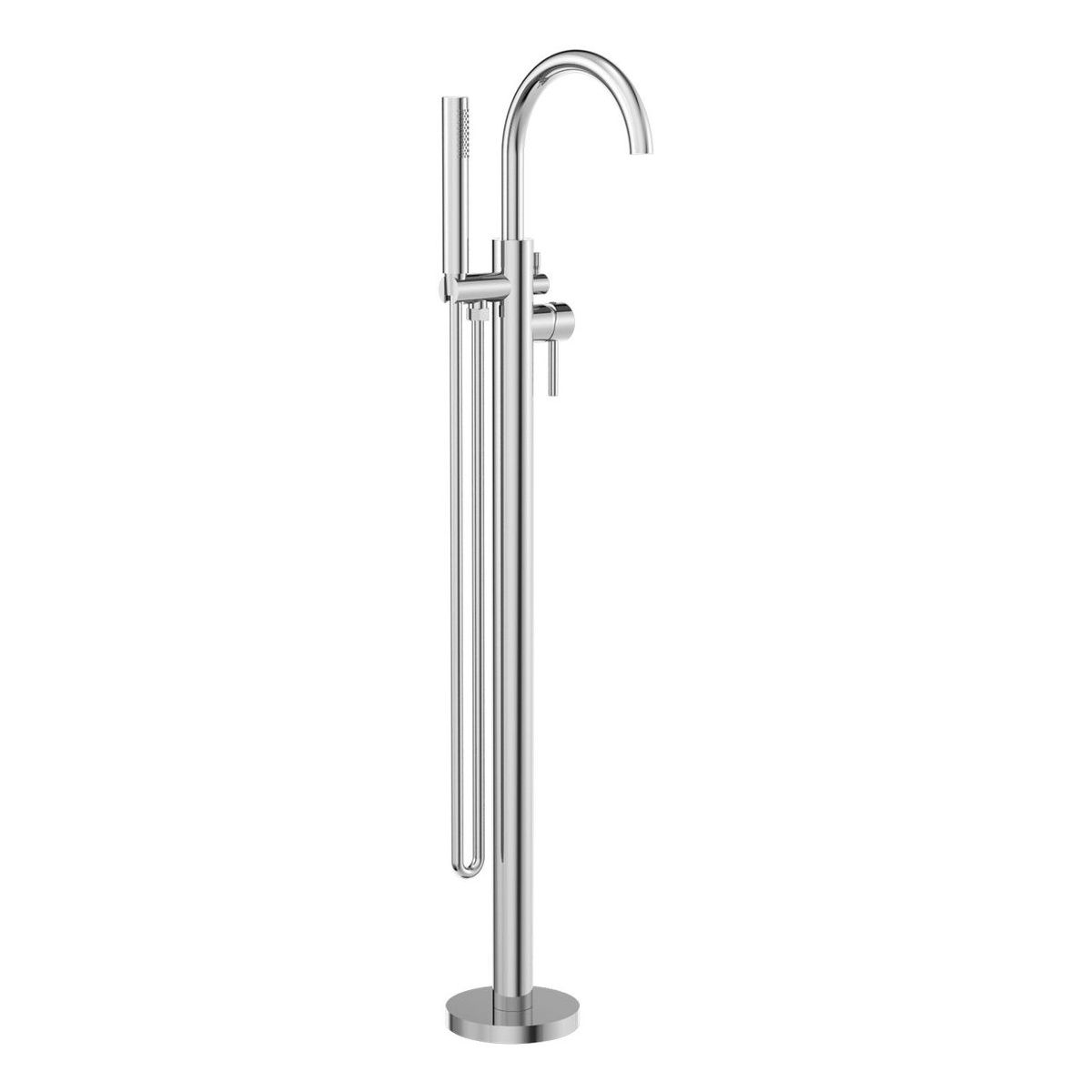 Mecca Round Freestanding Mixer With Hand Shower in Chrome