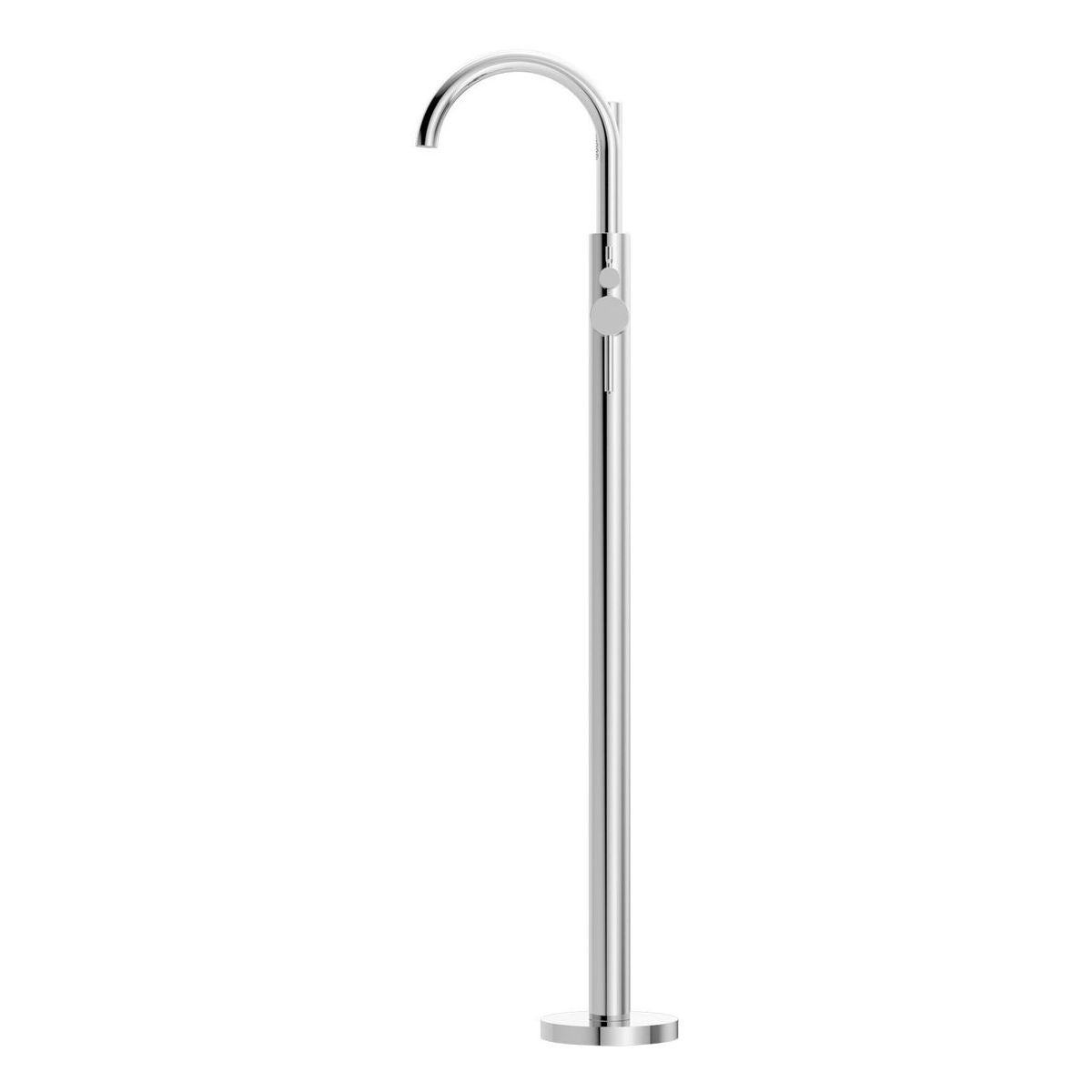 Mecca Round Freestanding Mixer With Hand Shower in Chrome