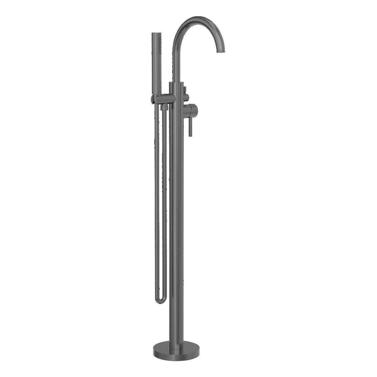Mecca Round Freestanding Mixer With Hand Shower in Gun Metal