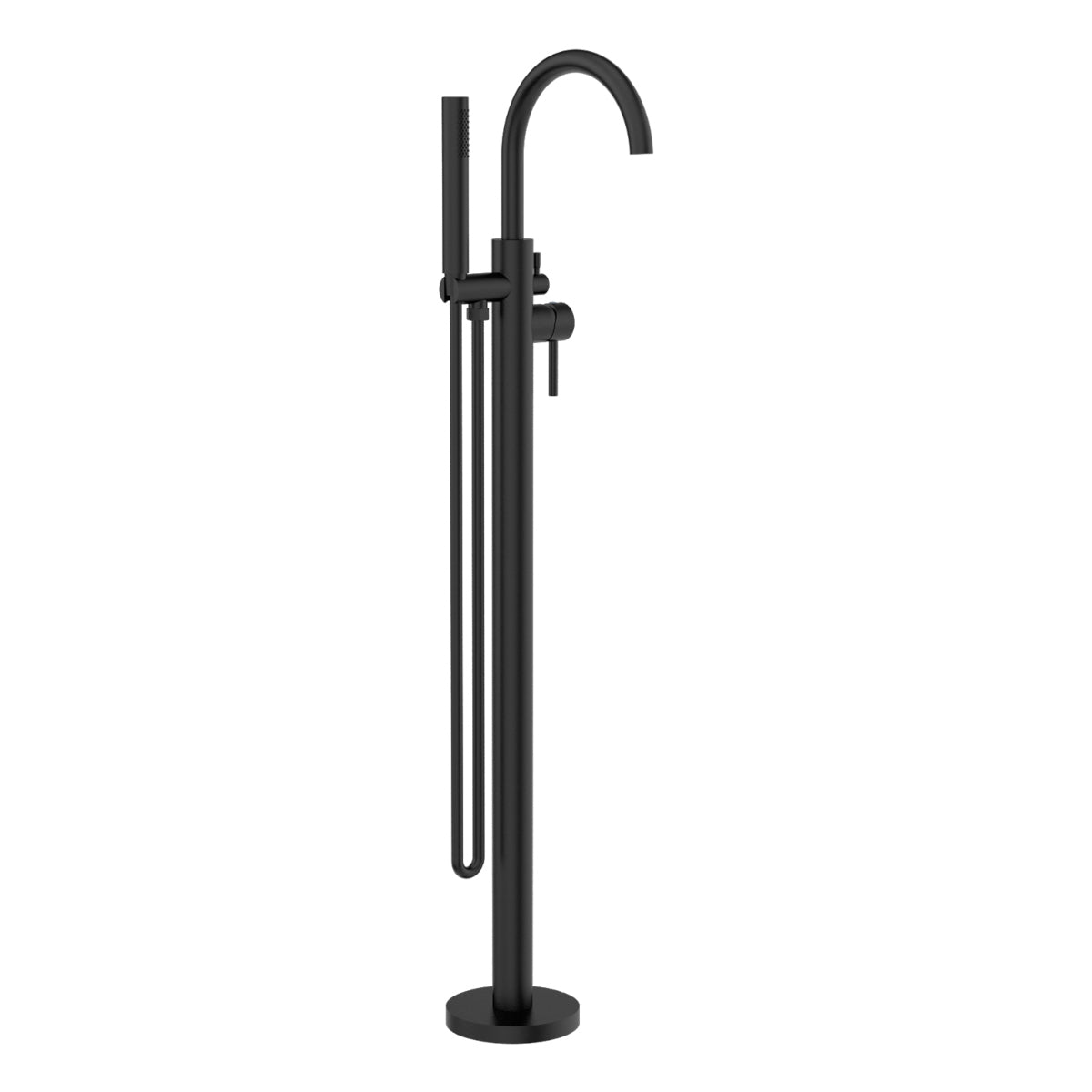 Mecca Round Freestanding Mixer With Hand Shower in Matte Black