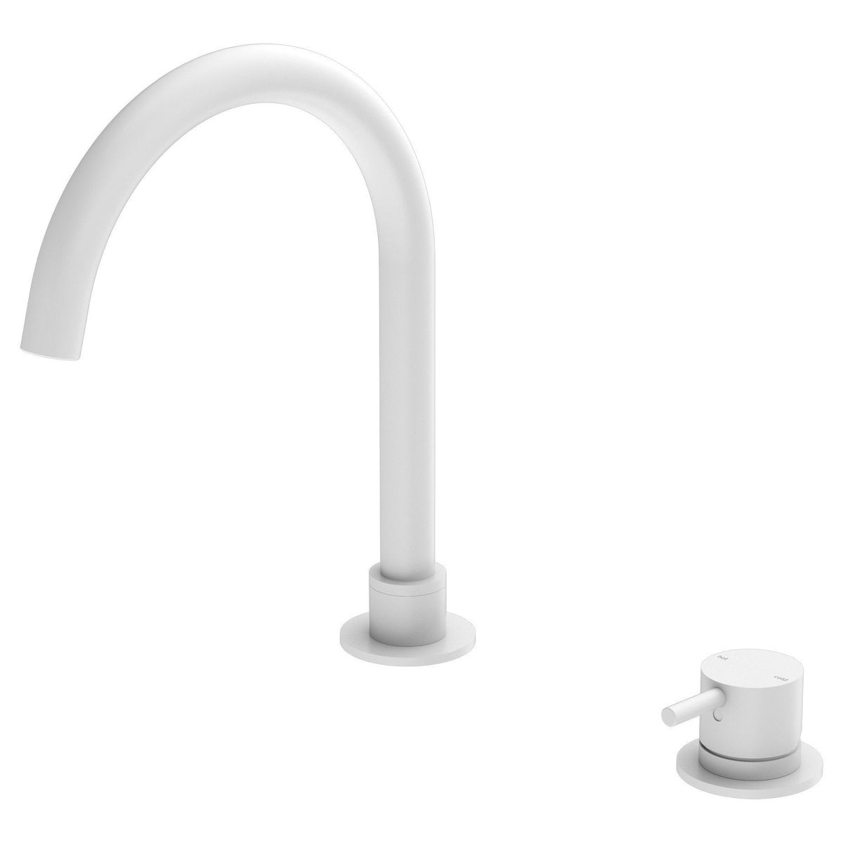 Mecca Hob Basin Mixer Round Spout - Matte White