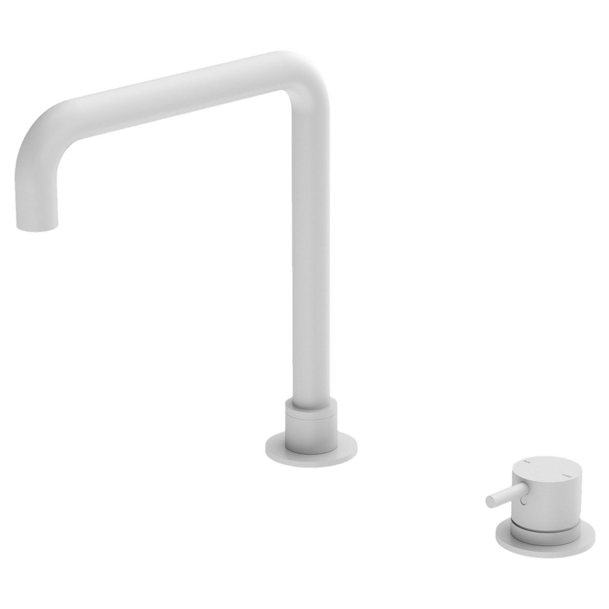 Mecca Hob Basin Mixer Square Spout - Matte White