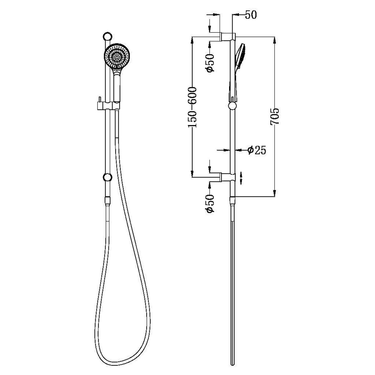 Mecca Rail Shower With Air Shower - Brushed Nickel