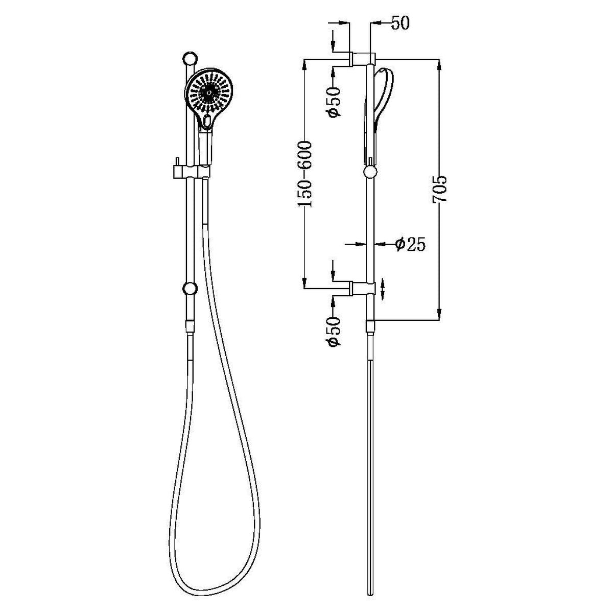 Mecca Rail Shower With Shower - Gun Metal