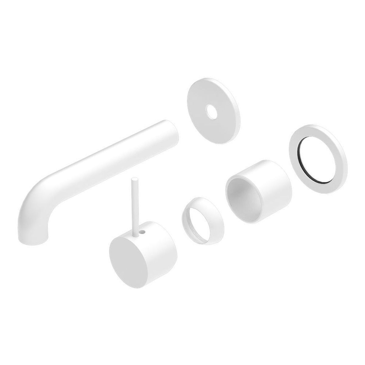 Mecca Wall Basin/Bath Mixer Separate Back Plate Handle Up 120mm Trim Kits in Matte White