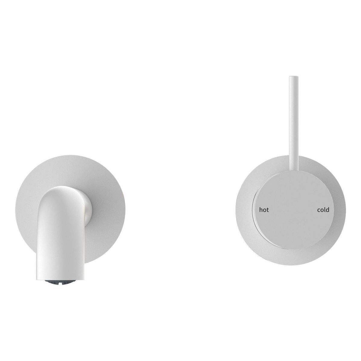 Mecca Wall Basin/Bath Mixer Separate Back Plate Handle Up 185mm in Matte White