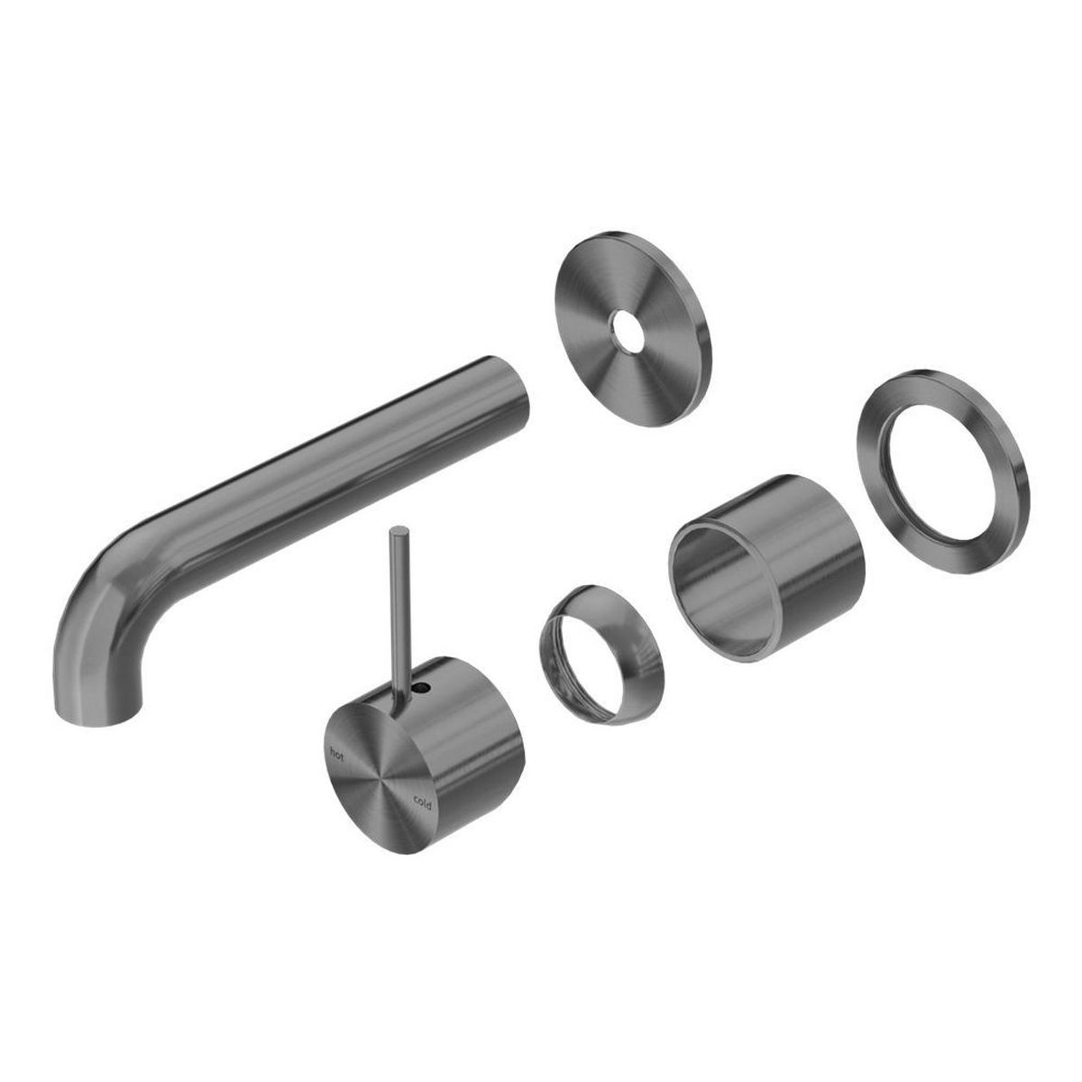 Mecca Wall Basin/Bath Mixer Separate Back Plate Handle Up 185mm Trim Kits in Gun Metal