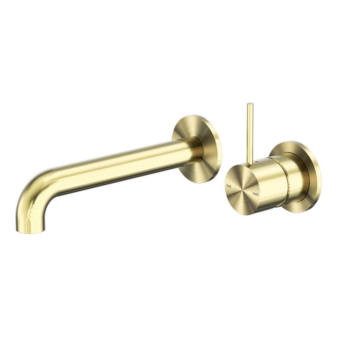 Mecca Wall Basin/Bath Mixer Separate Back Plate Handle Up 230mm in Brushed Gold