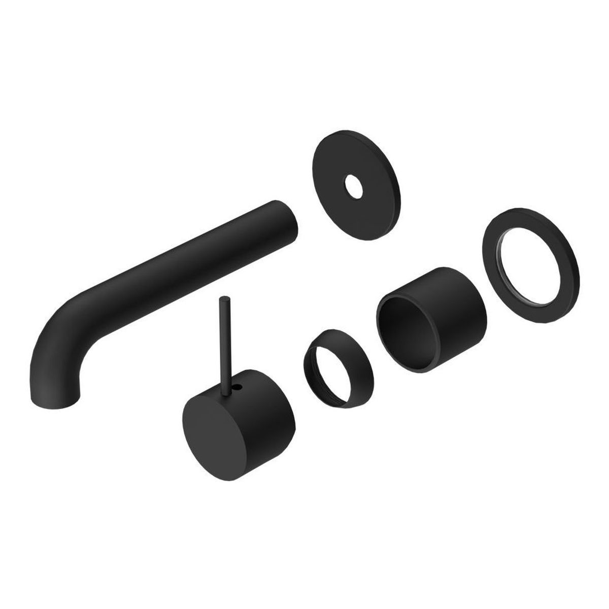 Mecca Wall Basin/Bath Mixer Separate Back Plate Handle Up 230mm Trim Kits in Matte Black