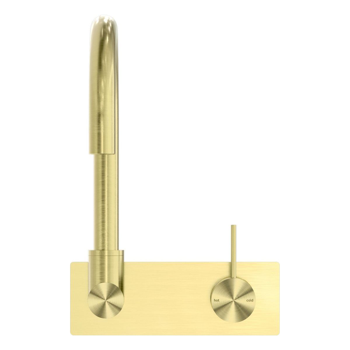 Mecca Wall Basin/Bath Mixer Swivel Spout Handle Up in Brushed Gold