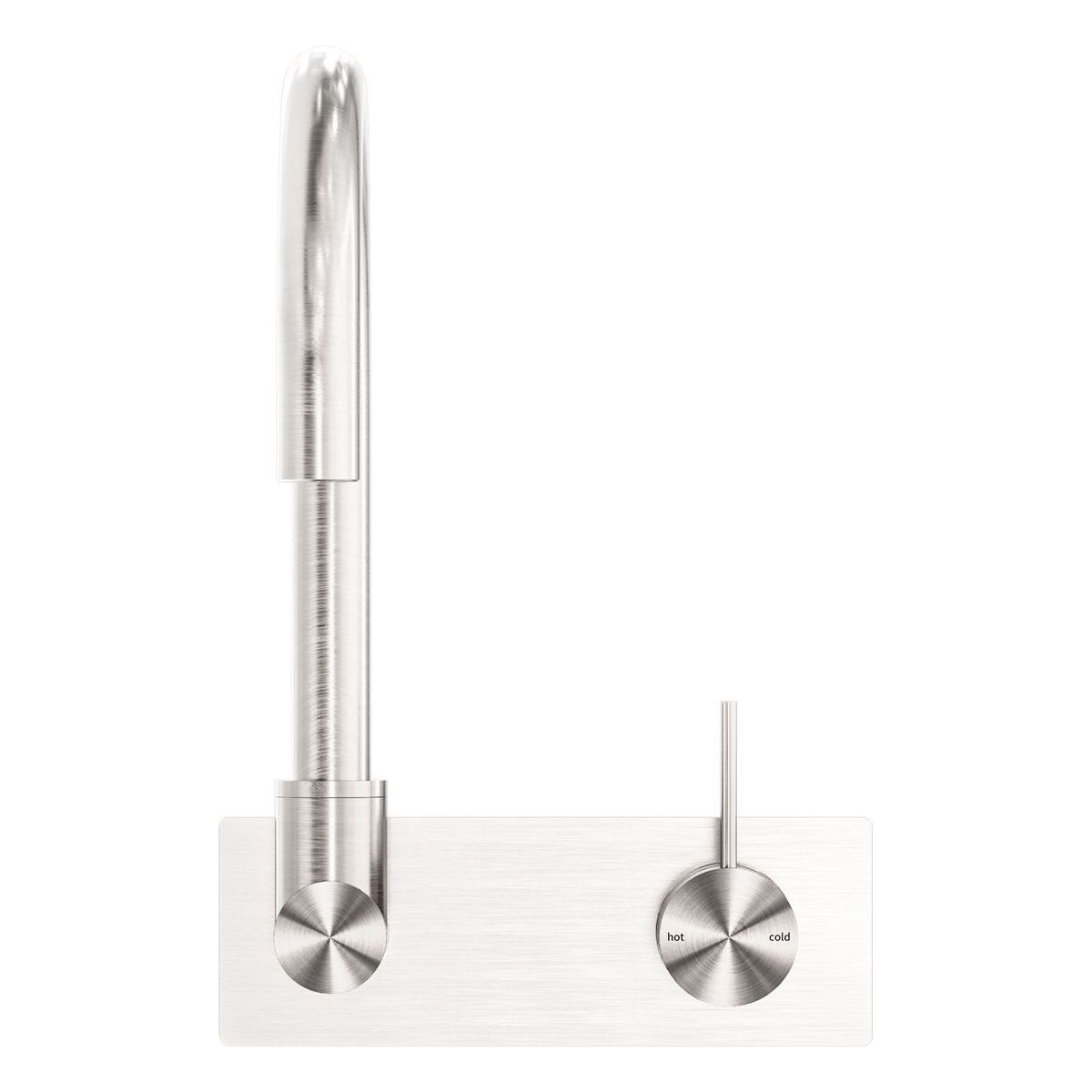Mecca Wall Basin/Bath Mixer Swivel Spout Handle Up in Brushed Nickel