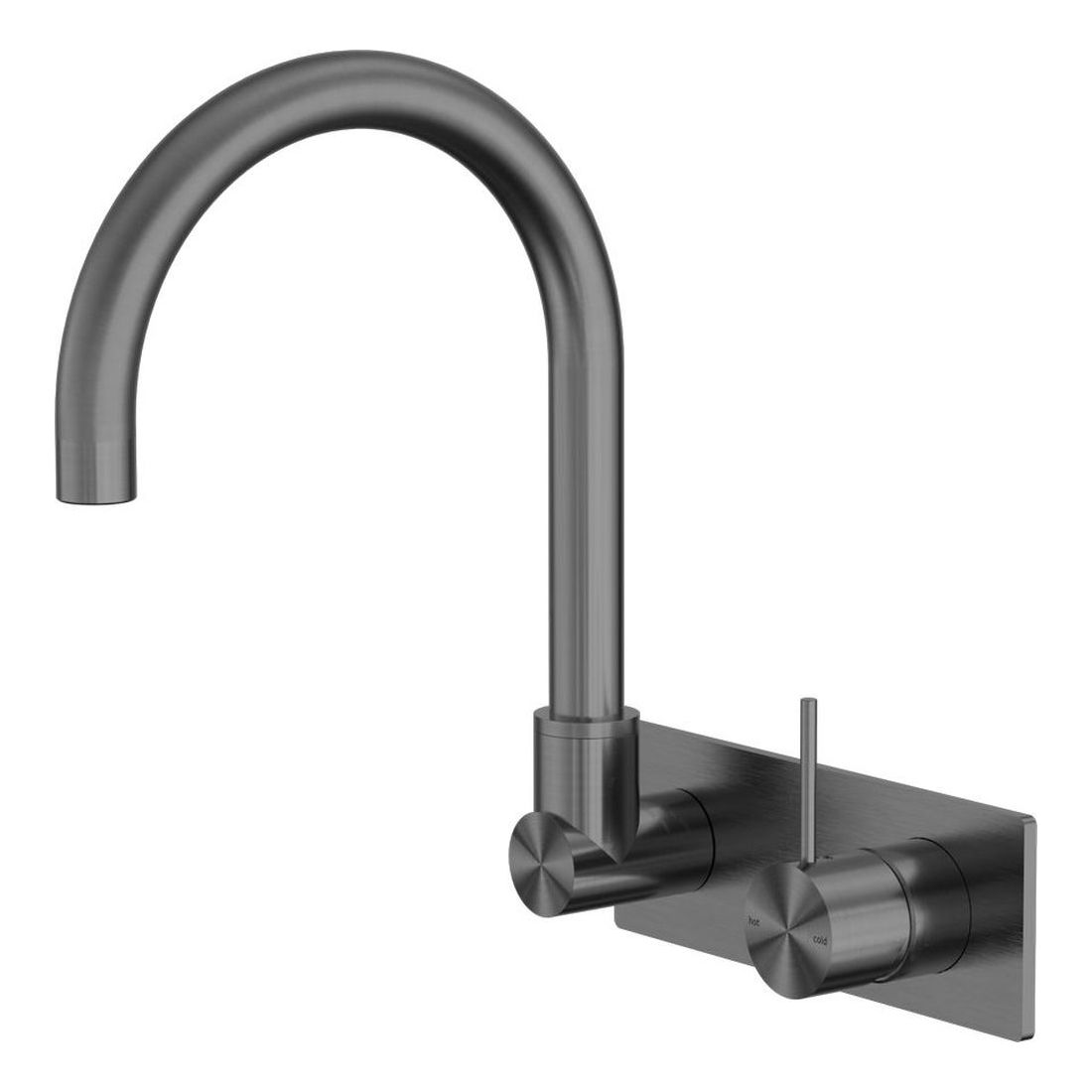 Mecca Wall Basin/Bath Mixer Swivel Spout Handle Up in Gun Metal