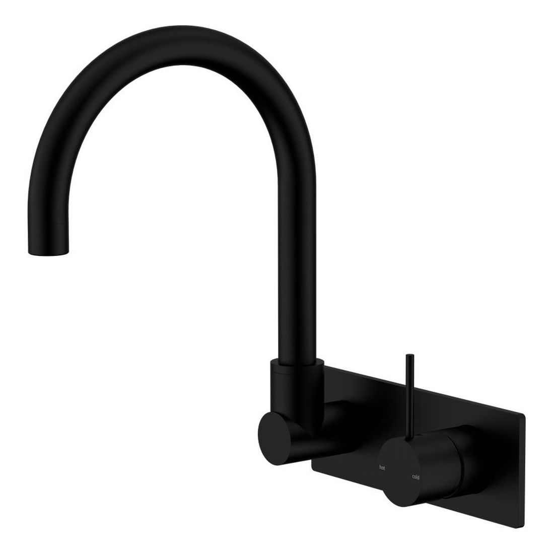 Mecca Wall Basin/Bath Mixer Swivel Spout Handle Up in Matte Black