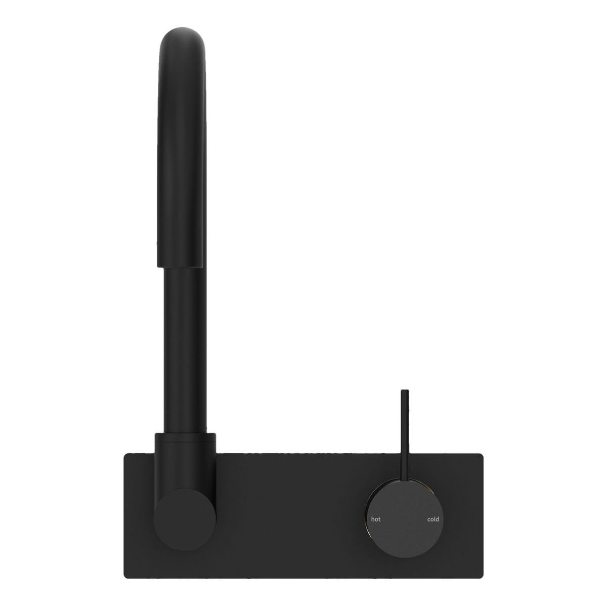 Mecca Wall Basin/Bath Mixer Swivel Spout Handle Up in Matte Black