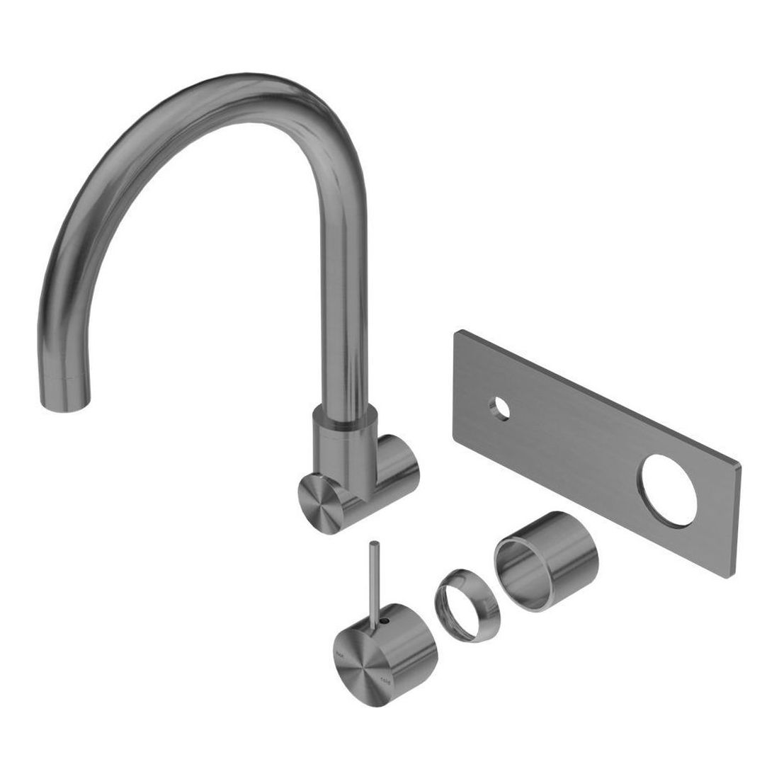 Mecca Wall Basin/Bath Mixer Swivel Spout Handle Up Trim Kits in Gun Metal