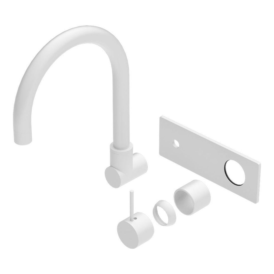 Mecca Wall Basin/Bath Mixer Swivel Spout Handle Up Trim Kits in Matte White