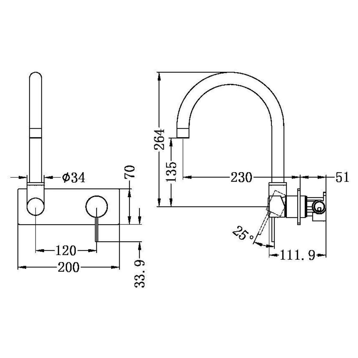 Mecca Wall Basin/Bath Mixer Swivel Spout in Chrome