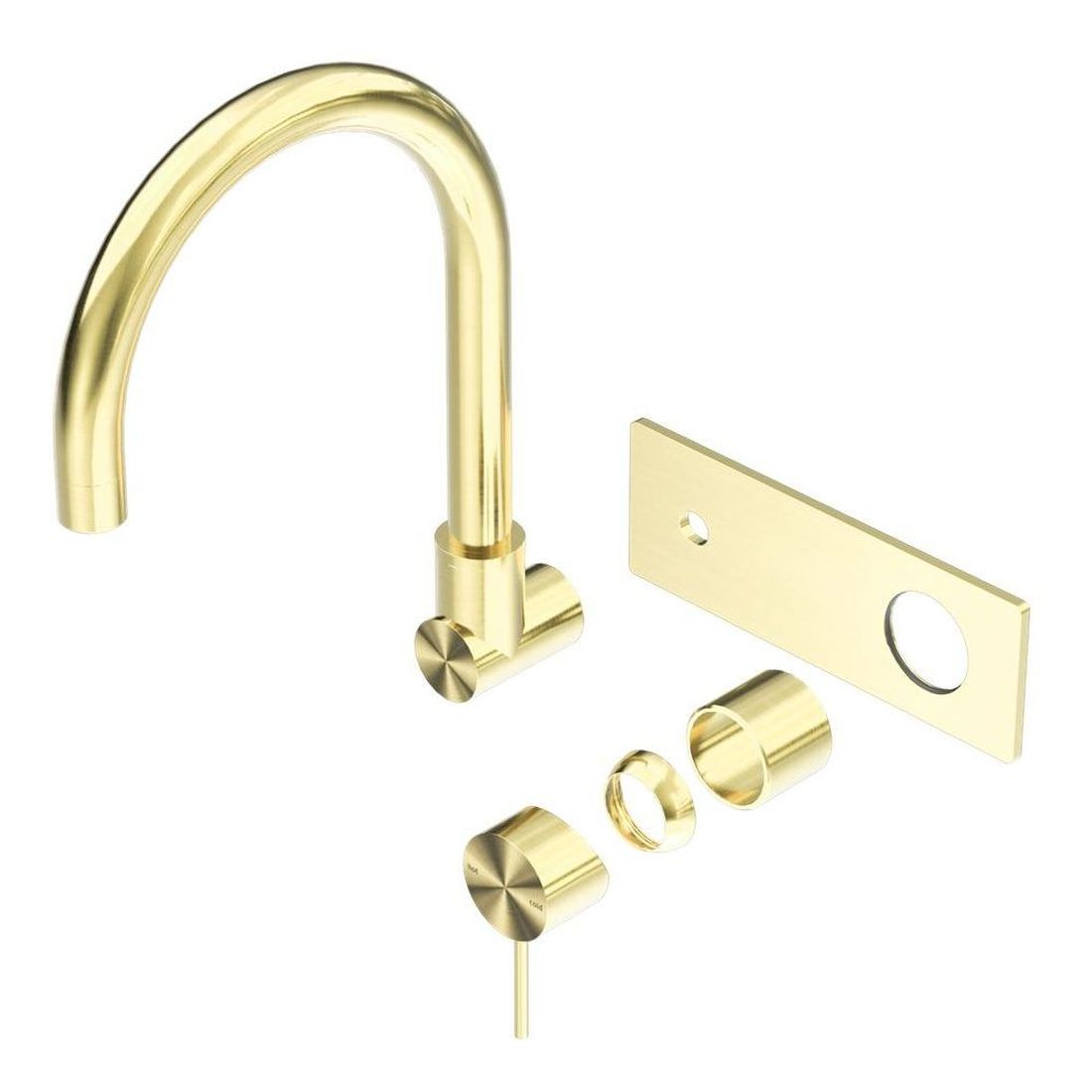 Mecca Wall Basin/Bath Mixer Swivel Spout Trim Kits in Brushed Gold
