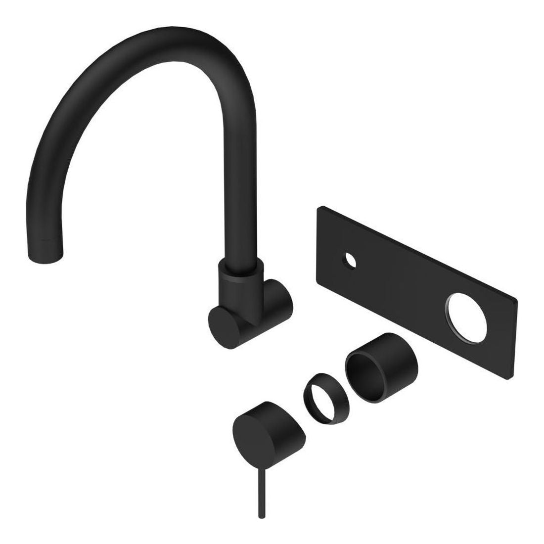 Mecca Wall Basin/Bath Mixer Swivel Spout Trim Kits in Matte Black