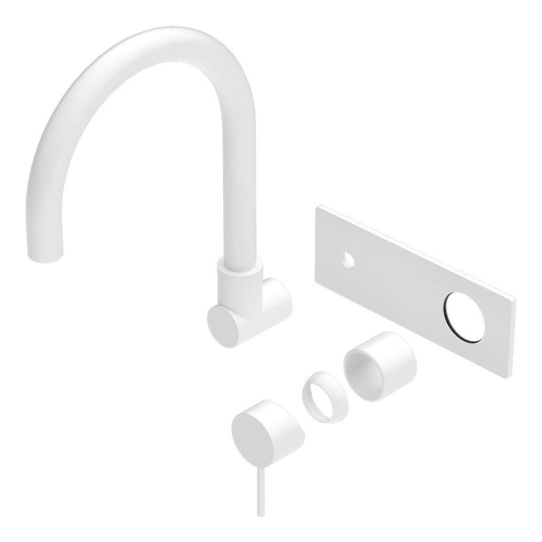 Mecca Wall Basin/Bath Mixer Swivel Spout Trim Kits in Matte White