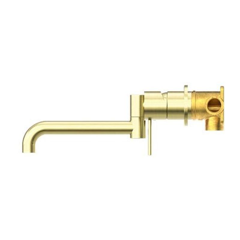 Mecca Wall Basin/Bath Mixer Swivel Spout 225mm in Brushed Gold