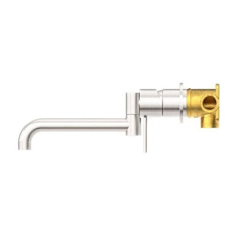 Mecca Wall Basin/Bath Mixer Swivel Spout 225mm in Brushed Nickel