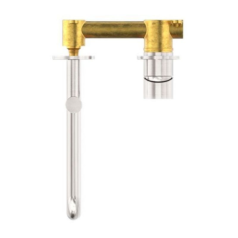 Mecca Wall Basin/Bath Mixer Swivel Spout 225mm in Brushed Nickel