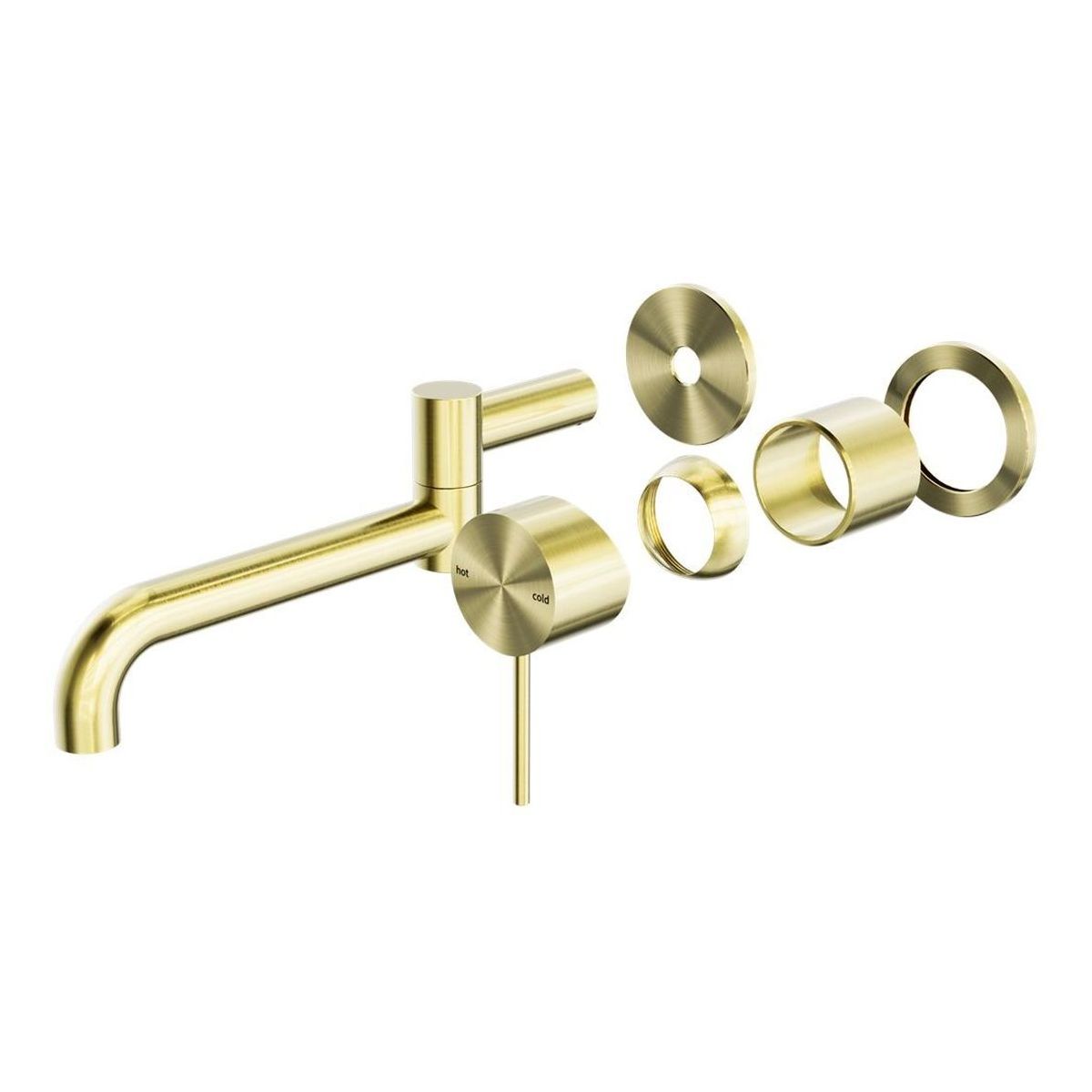Mecca Wall Basin/Bath Mixer Swivel Spout 225mm Trim Kits in Brushed Gold