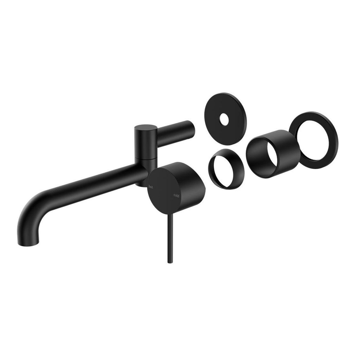 Mecca Wall Basin/Bath Mixer Swivel Spout 225mm Trim Kits in Matte Black