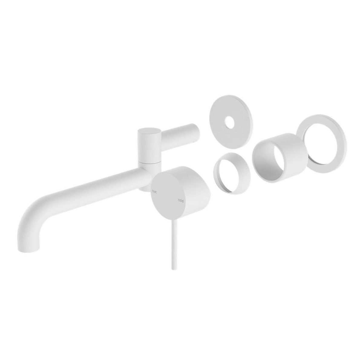 Mecca Wall Basin/Bath Mixer Swivel Spout 225mm Trim Kits in Matte White