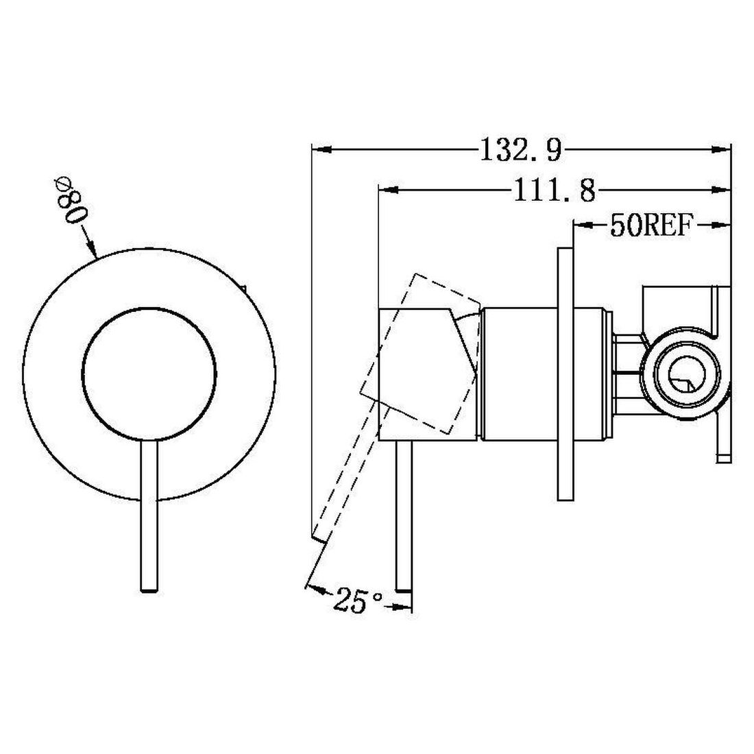 Mecca Shower Mixer 80mm Plate in Brushed Nickel