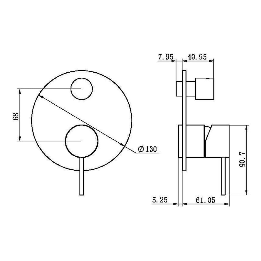 Mecca Shower Mixer With Divertor Trim Kits Only in Brushed Nickel