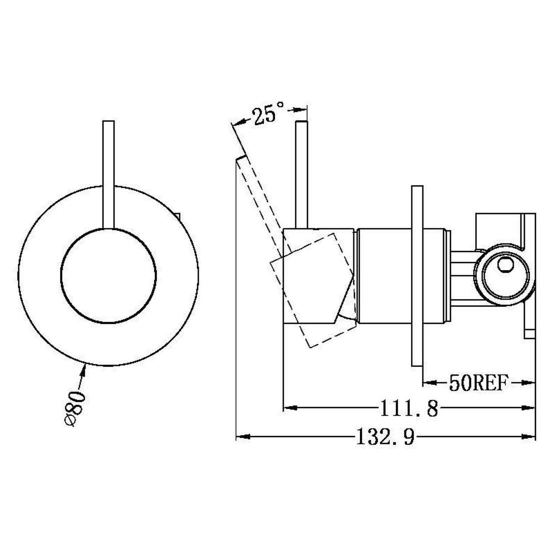 Mecca Shower Mixer Handle Up 80mm Plate in Chrome
