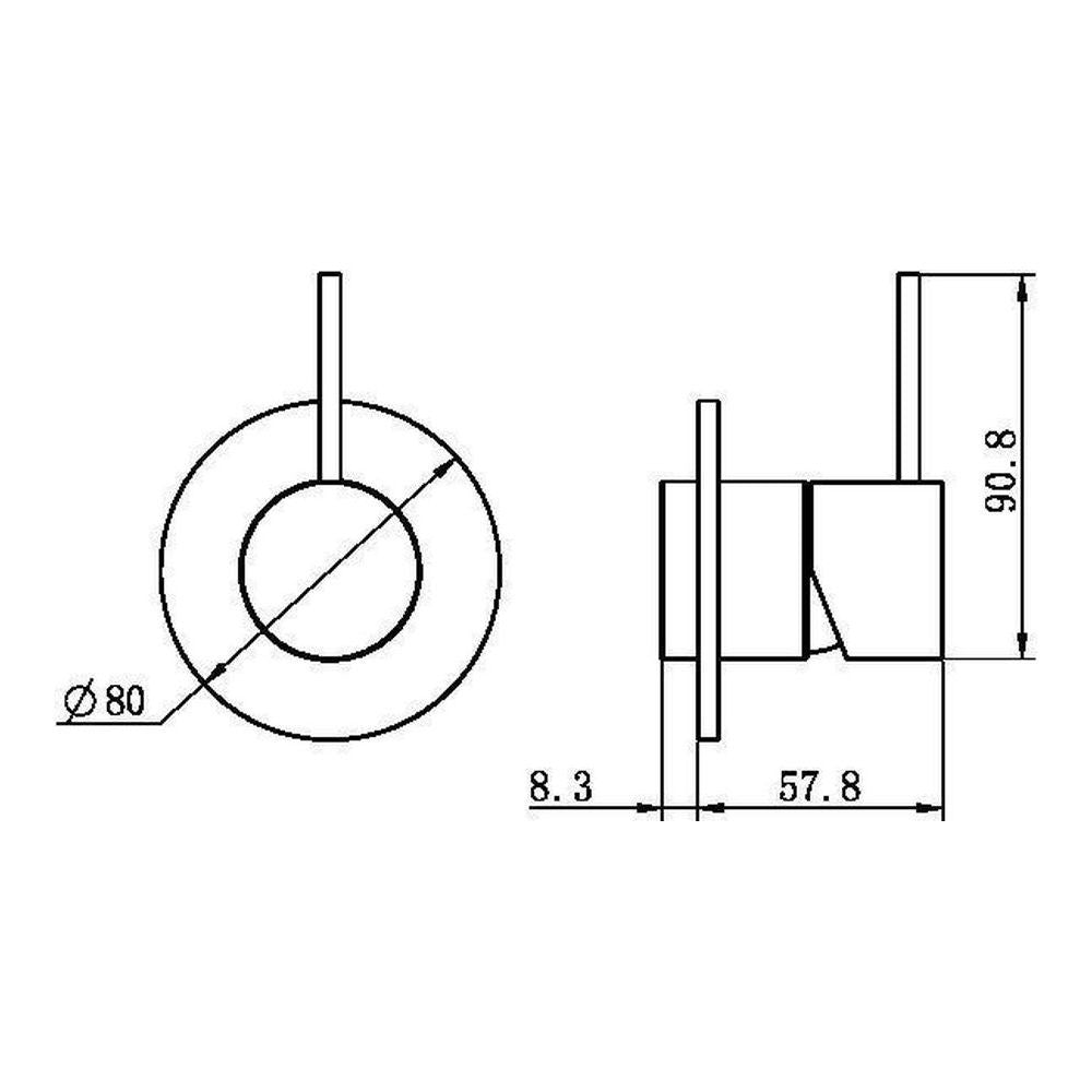 Mecca Shower Mixer Handle Up 80mm Plate Trim Kits Only in Brushed Gold