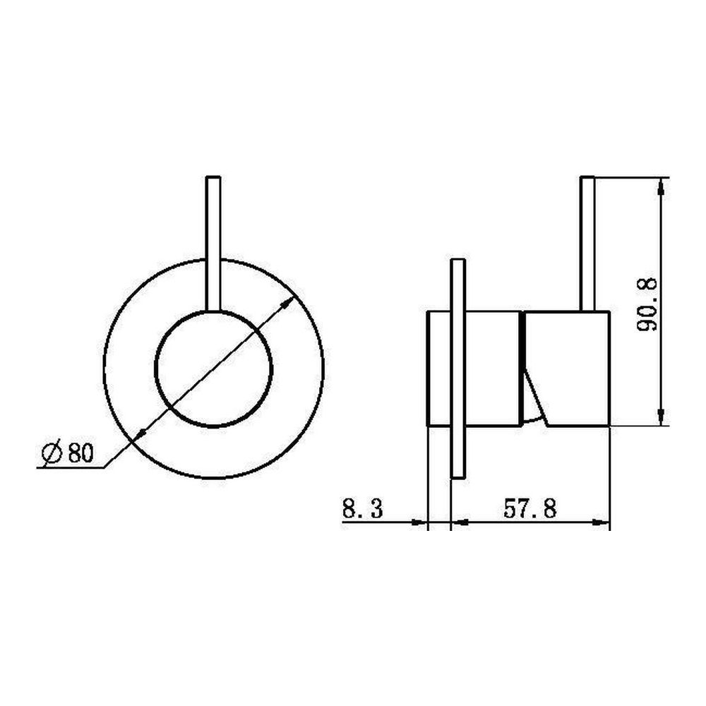 Mecca Shower Mixer Handle Up 80mm Plate Trim Kits Only in Brushed Bronze