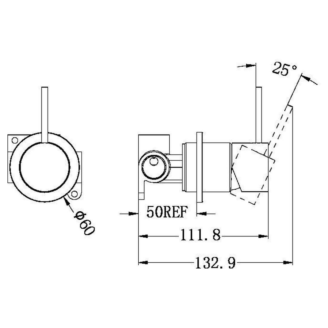 Mecca Shower Mixer 60mm Handle Up Plate in Chrome