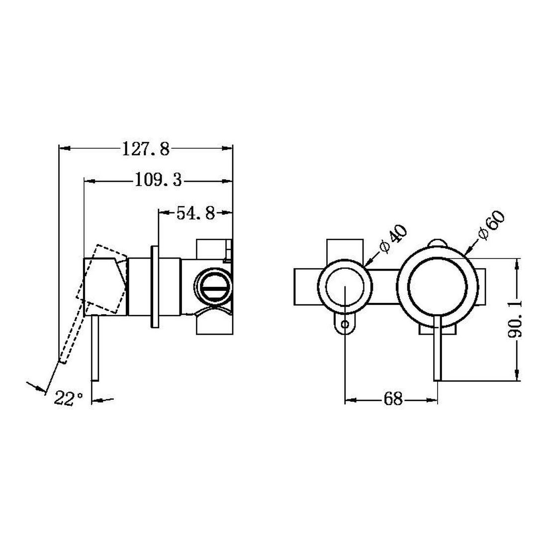 Mecca Shower Mixer With Horizontal 2 Way Divertor in Brushed Bronze