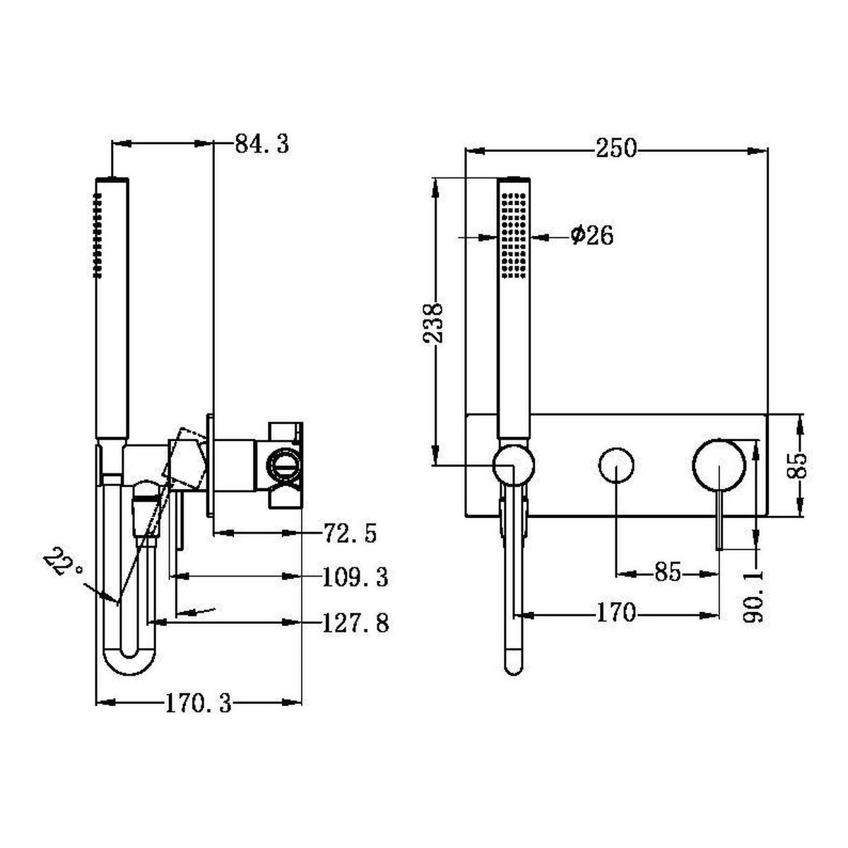 Mecca Shower Mixer Divertor System in Gun Metal