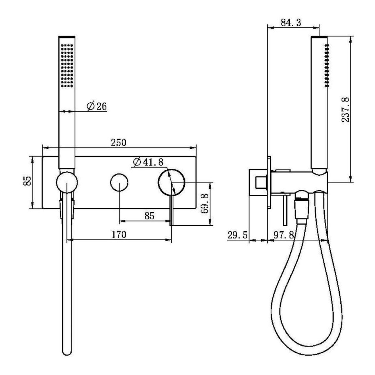 Mecca Shower Mixer Divertor System Trim Kits Only in Matte White