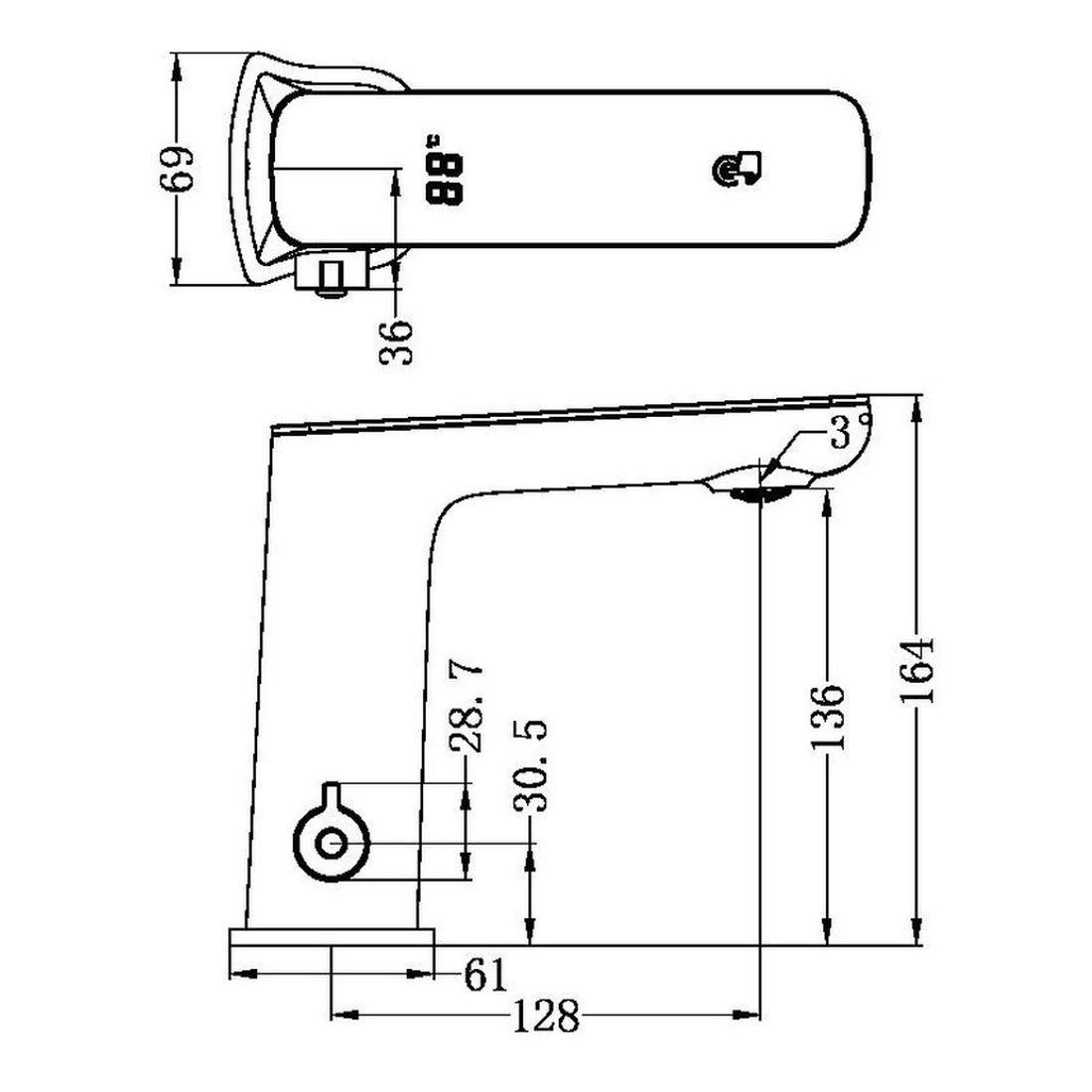Claudia Sensor Mixer With White Top Display in Chrome