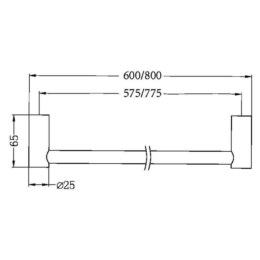 New Mecca Single Towel Rail 600mm - Matte Black