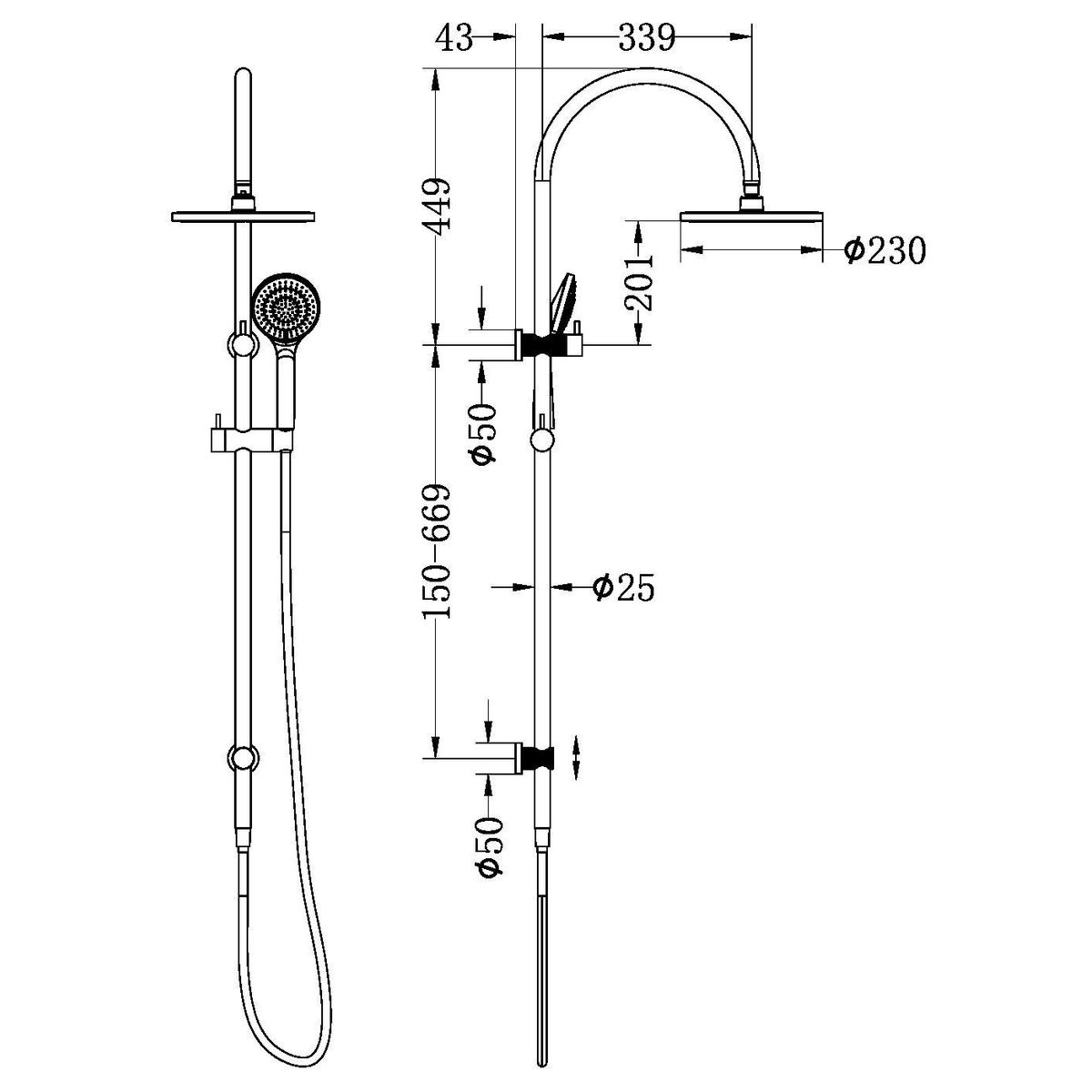 Opal Twin Shower With Air Shower - Brushed Nickel