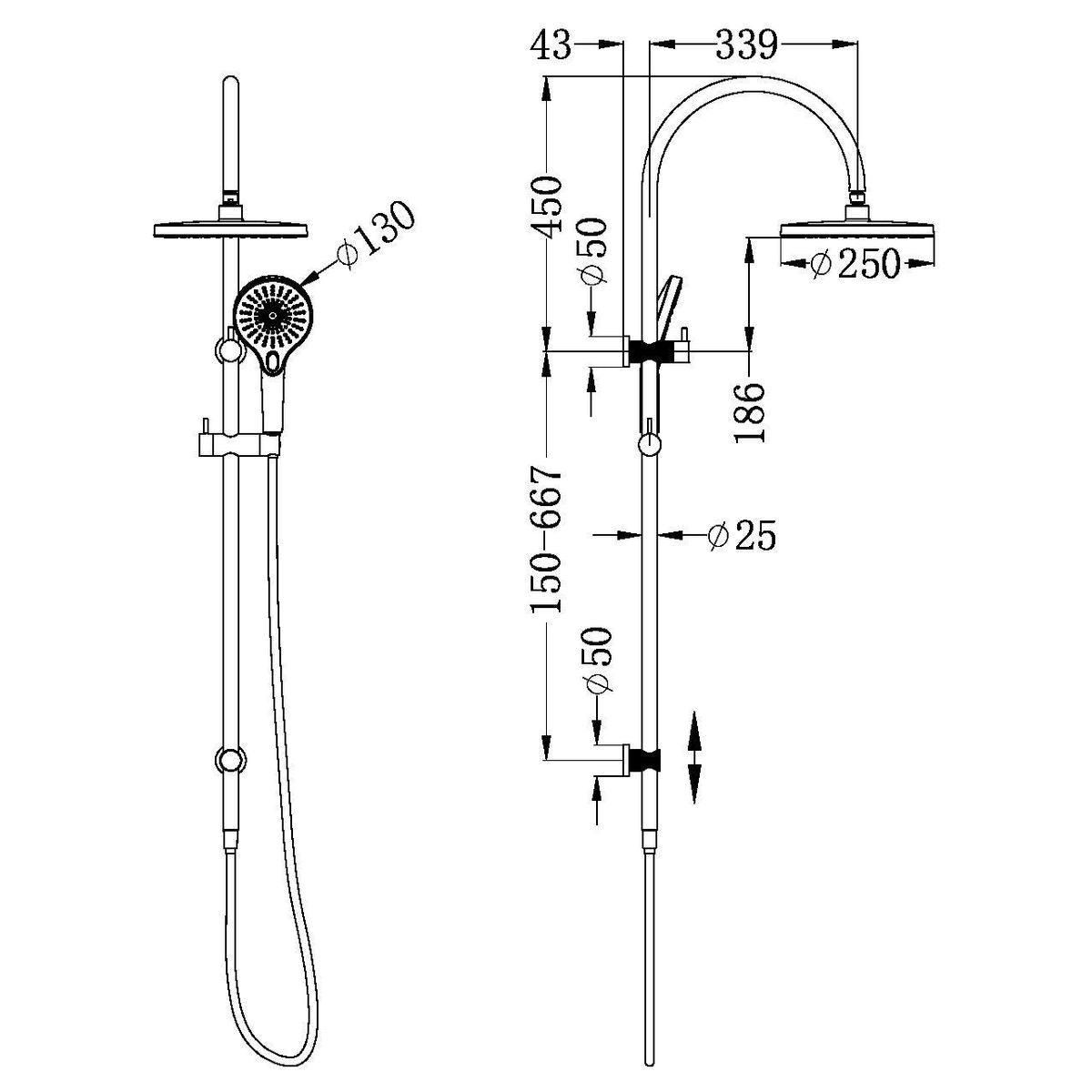 Opal Twin Shower - Brushed Nickel