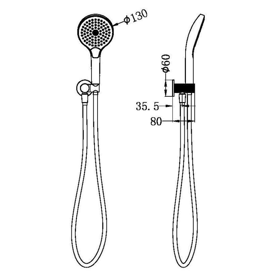 Opal Shower On Bracket With Air Shower II - Graphite