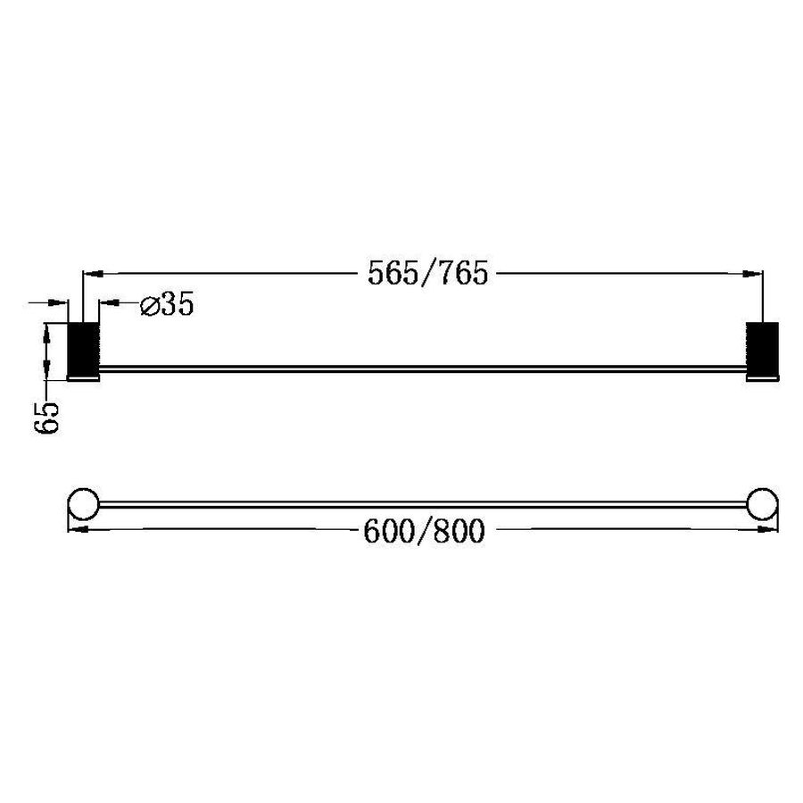 Opal Single Towel Rail 800mm - Brushed Gold