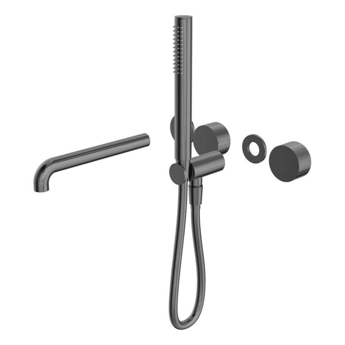Kara Progressive Shower System Separate Plate With Spout 230mm Trim Kits in Gun Metal