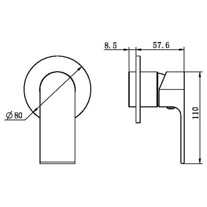 Bianca Shower Mixer 80mm Plate Trim Kits Only - Chrome