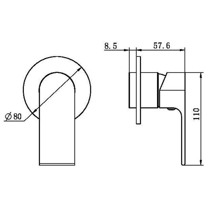 Bianca Shower Mixer 80mm Plate Trim Kits Only - Matte Black
